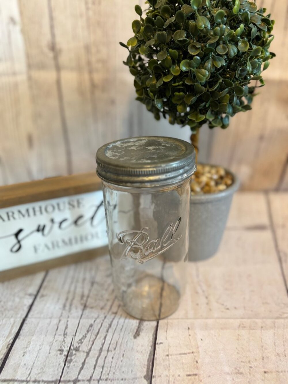 Ball Mason Jar Zinc Lid Graduated Volume Markings On Side Home Canning Rare